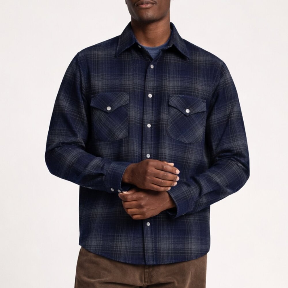 Pendleton Men's Snap-Front Wool Plaid Flannel Nav… - image 1